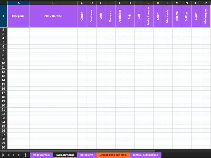 Comment créer un tableau d'allergènes gratuit pour votre restaurant