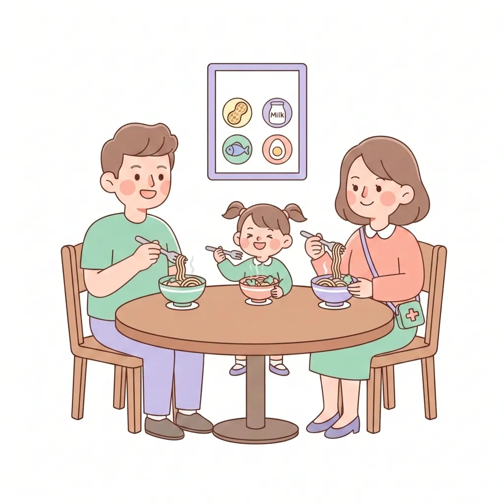 Une famille heureuse au restaurant