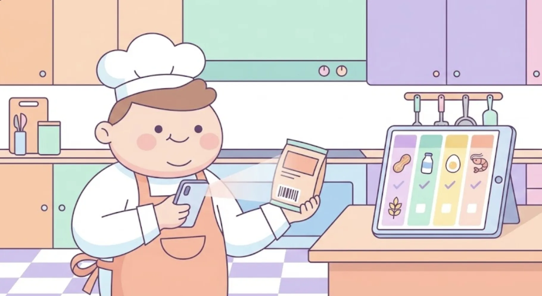 Un chef scannant un produit avec PoupiEats